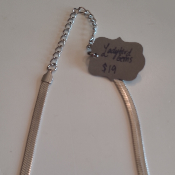 Stainless Steel Silver Herringbone Necklace 5mm Snake Chain 8" Hang Length - Picture 8 of 17